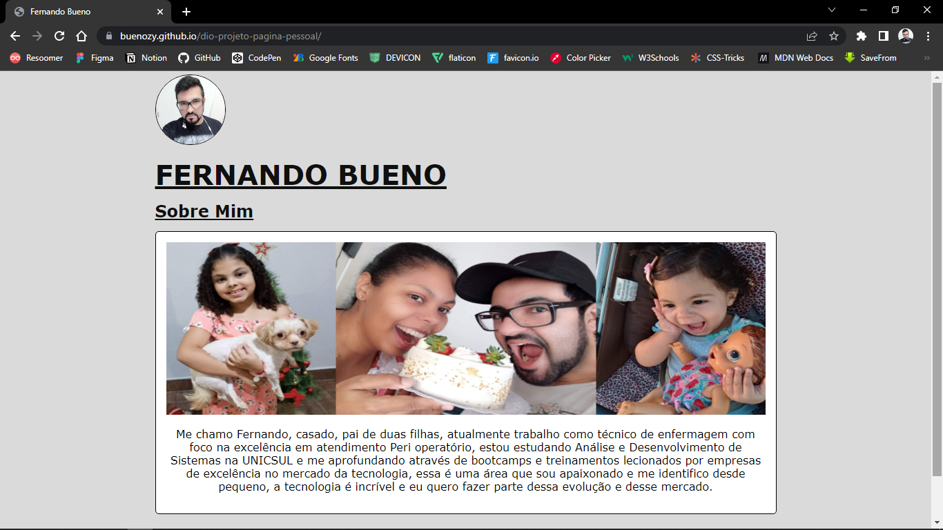 Imagem projeto página pessoal